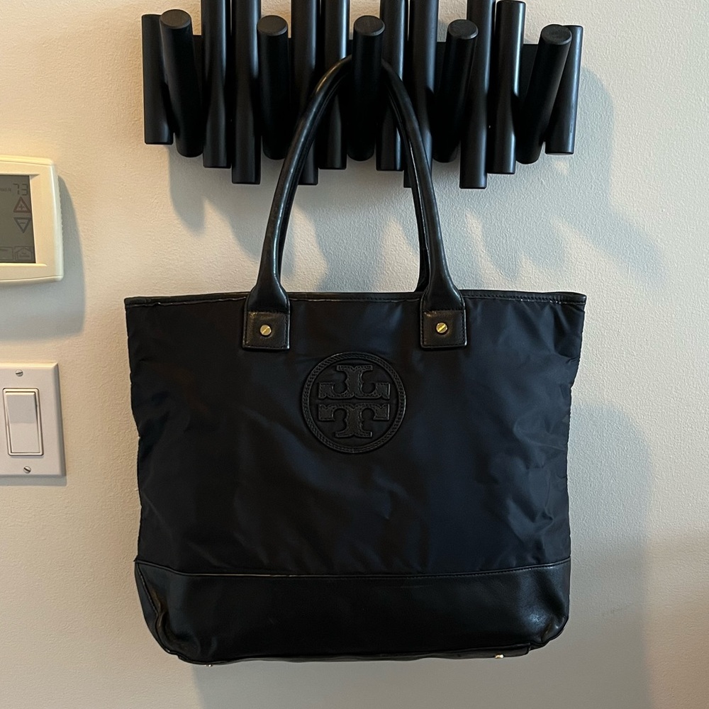 Tory Burch Nylon/Leather tote with logo